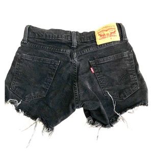 Black Levi distressed shorts